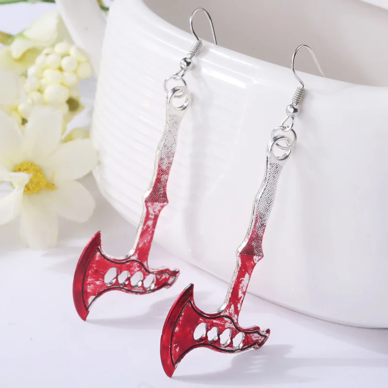 

Fashion Creative Design Gothic Violence Blood Axe Scissors Dagger Drop Earrings for Men Hip Hop Rock Street Party Prom Jewelry