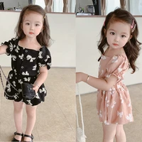 girls clothing kit bow knot square neck top shorts two piece set 2022 summer childrens clothing girls designer clothes