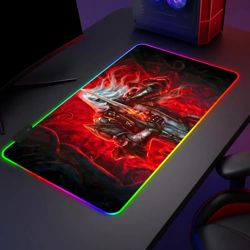 Фото Коврик для мыши Castlevania RGB, игровой коврик с LED-подсветкой, удлиненный, большой RGB-коврик, мягкий коврик, настольный коврик, светящийся коврик №2