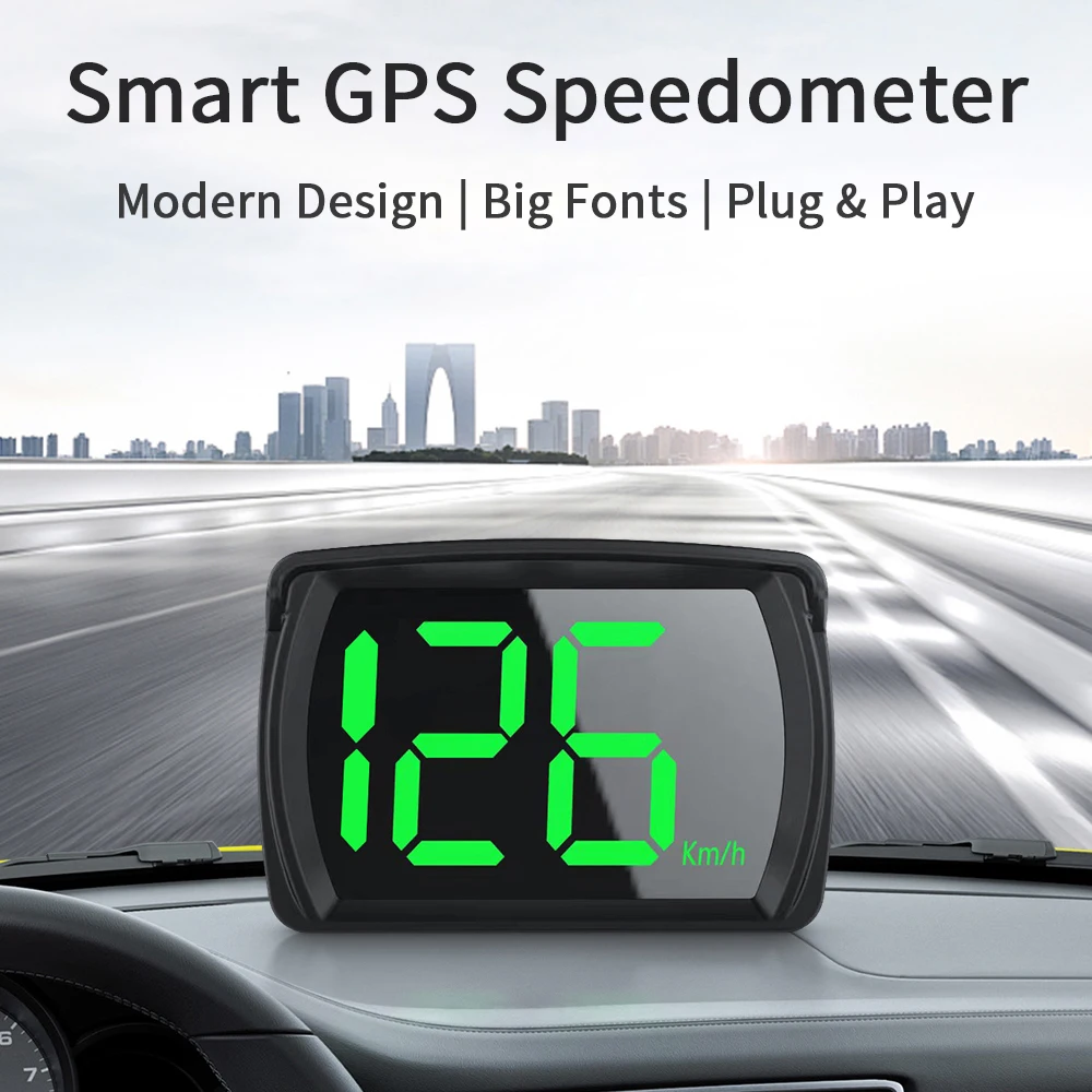 

For Car Truck Bus 2.8 Inch Digital Car Accessories Car HUD GPS Big Font Head-Up Display Speedometer KMH Plug and Play