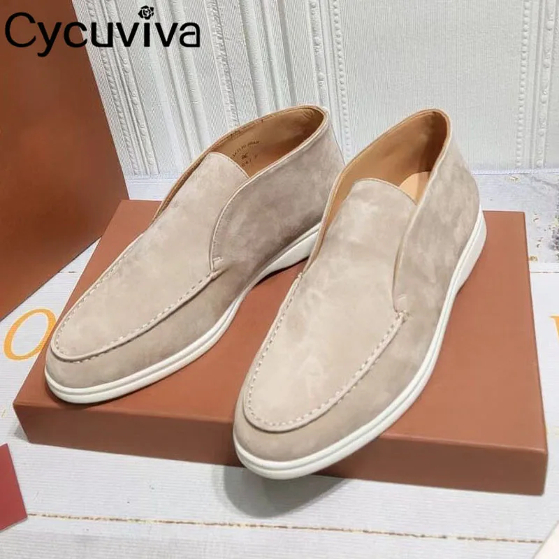 

High Quality KidSuede Flat Casual Shoes Women High Top Loafers Slip On Mules Male Summer Walk Shoes Men Botas Mujer Couples