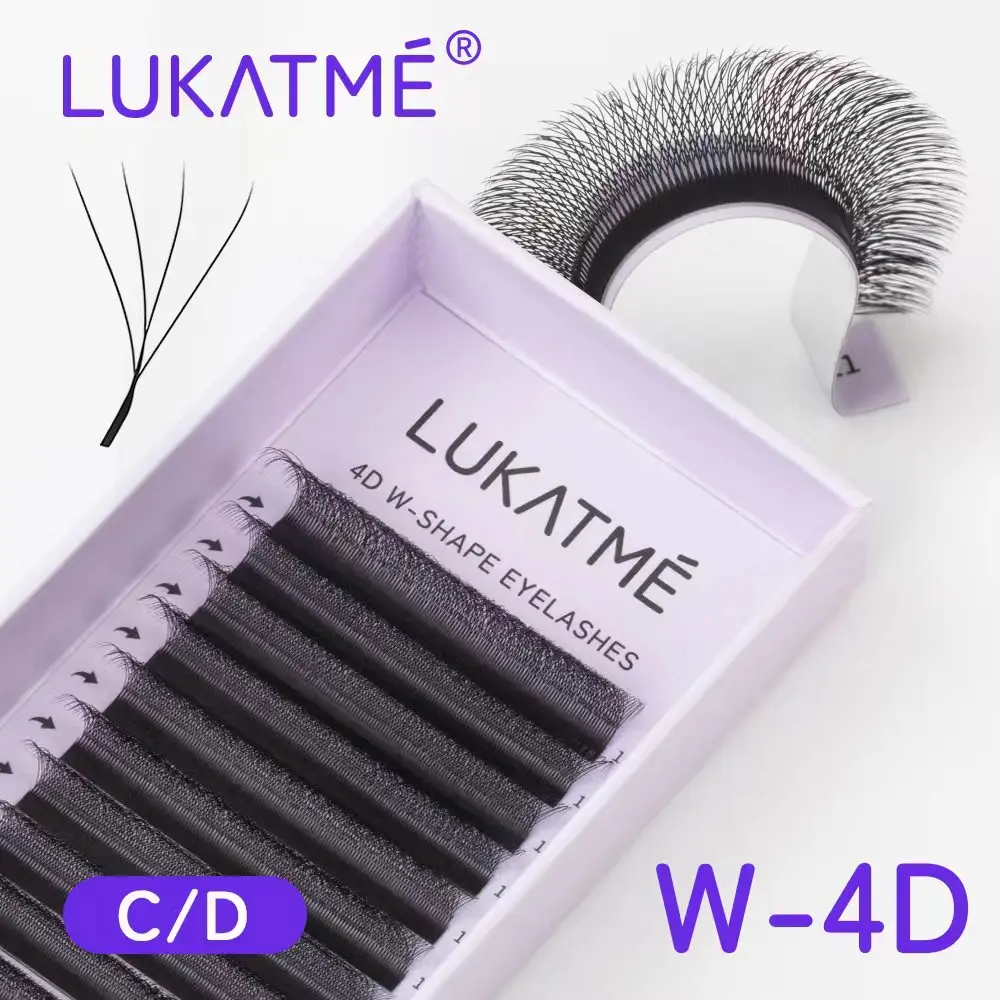 Фото Накладные ресницы LUKATME 4D W-образной формы, изгибы C/D, 8-15 мм, готовые объемные пучки 4D, ресницы-вентиляторы BASF из искусственного меха норки №1
