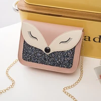 2021 womens fashion cartoon fox leather bag blining sequin cute bag pu shoulder bag shopper bag womens small handbag bolso