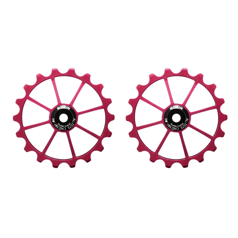 

MEIJUN 2X 18T MTB Bicycle Rear Derailleur Jockey Wheel Ceramic Bearing Pulley Road Bike Guide Roller Idler 4Mm 5Mm 6Mm(Red)