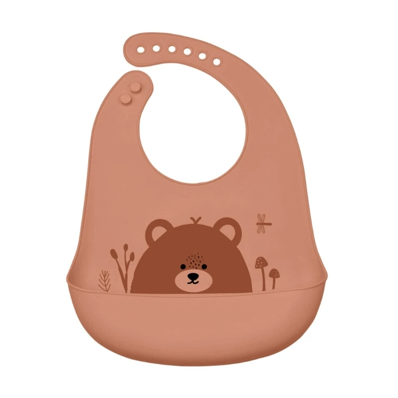 

N80C Feeding Bib for Toddlers Food Grade Silicone Bib for Baby 0-36M Self Eating Bib with Adjustable Neckline Tug Proof Bibs