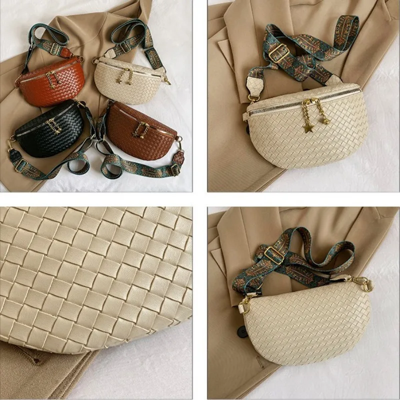 Поясная Сумка из искусственной кожи для женщин стильная плетеная сумочка на пояс