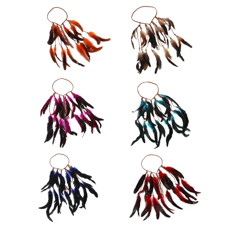 

Boho Headbands Tassels Feathers Bohemian Costume Headdress Accessories for Women