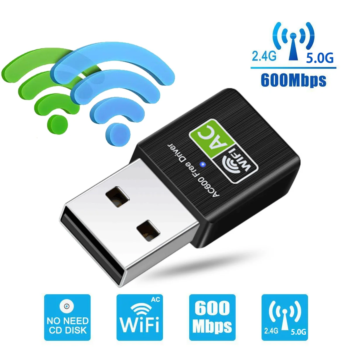 

ANKNDO USB Wi-Fi адаптер 5 ГГц 2,5 ГГц Wi-Fi адаптер USB2.0 Ethernet Wi-Fi Антенна Dongle сетевая карта Wi-Fi модуль для ПК ноутбука