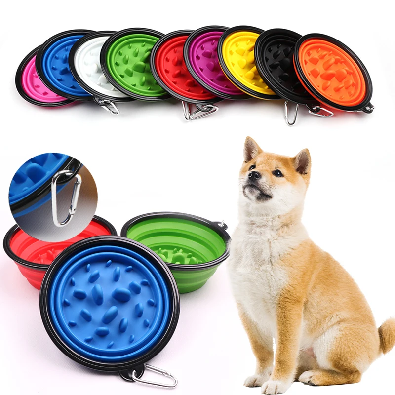 

350/1000ML Large Collapsible Dog Pet Folding Silicone Slow Food Bowl Outdoor Portable Puppy Food Container Slow Feeder Dish Bowl