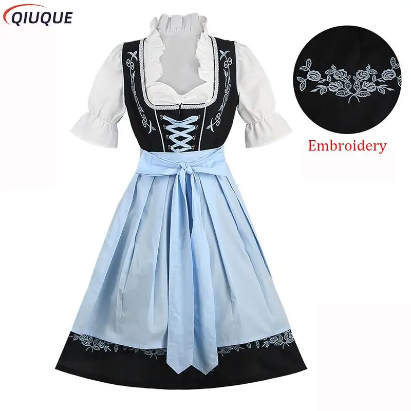 Adult Women Oktoberfest Dirndl Bavaria Beer Festival Party Girl Wench Dress Halloween Cosplay Costume Fantasia Outfit