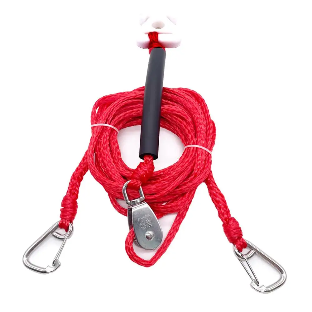 

Inflatable 12ft Pulling Rope with 2 Steel Hooks Pulley Kayak Bed Tow Harness Water Sport Accessories