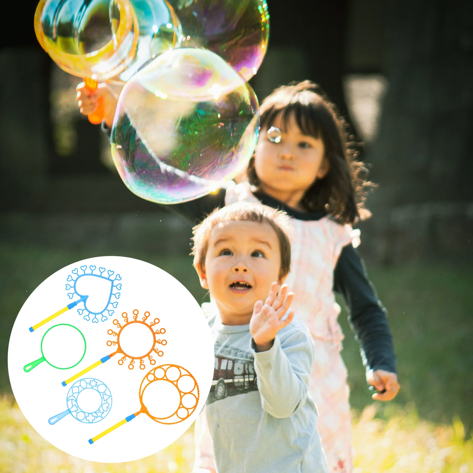 

5pcs Colorful Bubble Wand Set Outside Blowing Bubble Maker for Kids Toddlers