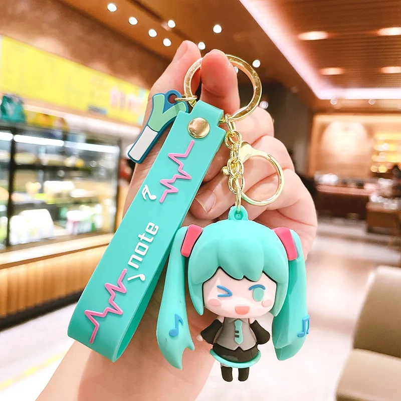 

Hatsune Miku Keychain Anime Figure Key Chain Ornaments Pendant Couple Car Bag Keyring 3D Pvc Cute Doll Toys Girl Birthday Gift