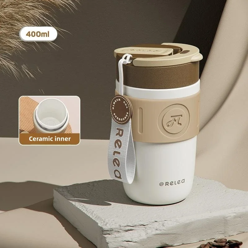 

Дорожная термокружка, керамические вкладыши из нержавеющей стали 316, термо для кофе, долговечное сохранение тепла с соломинкой, бутылка для воды