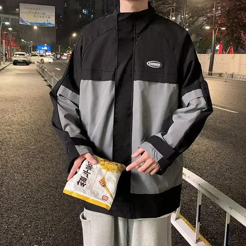 Модная мужская куртка в гонконгском стиле свободная посадка винтажный