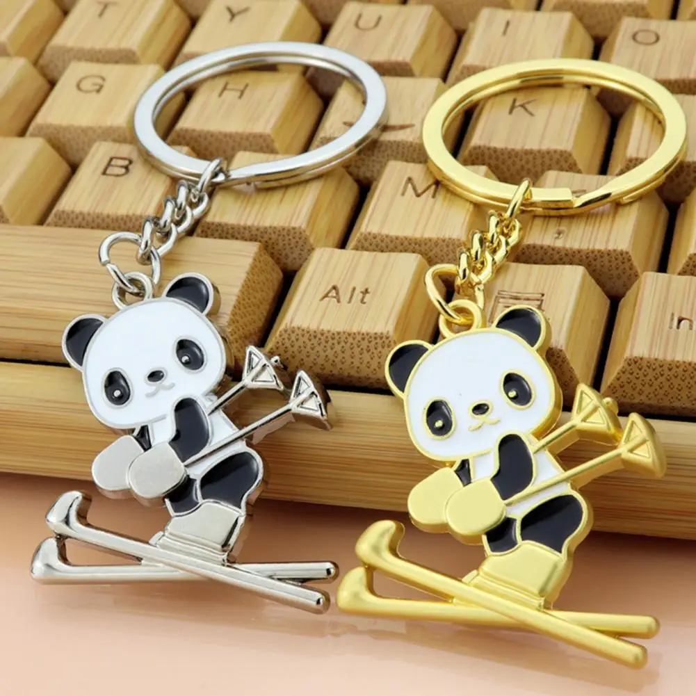 

Stylish Cartoon Ski Panda Key Fob Pendant King Ring Ultralight Activity Gifts