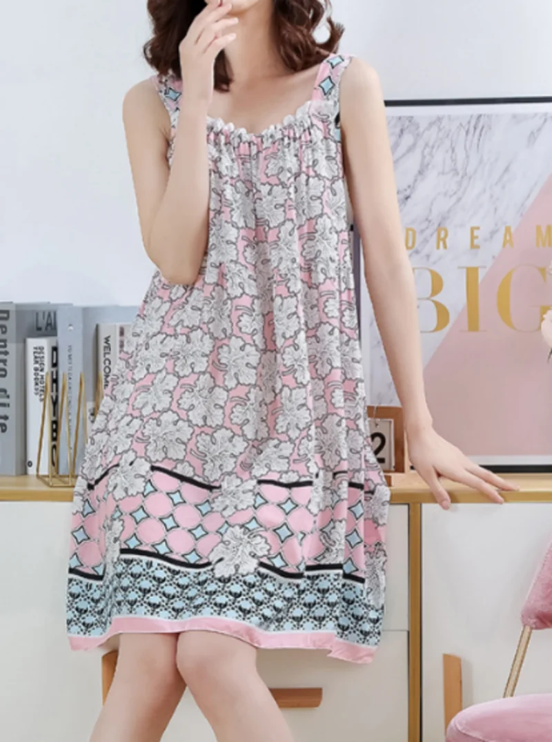 

Women's Pajamas Summer Loose Plus Size Evening Dress Casual Print Dress