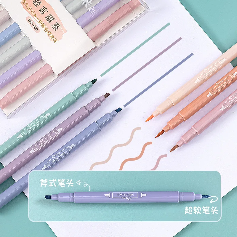 

6pcs Kawaii Double Tip Highlighter Pens Candy Color Manga Markers Mildliner Pastel highlighter set Art Markers School Stationery