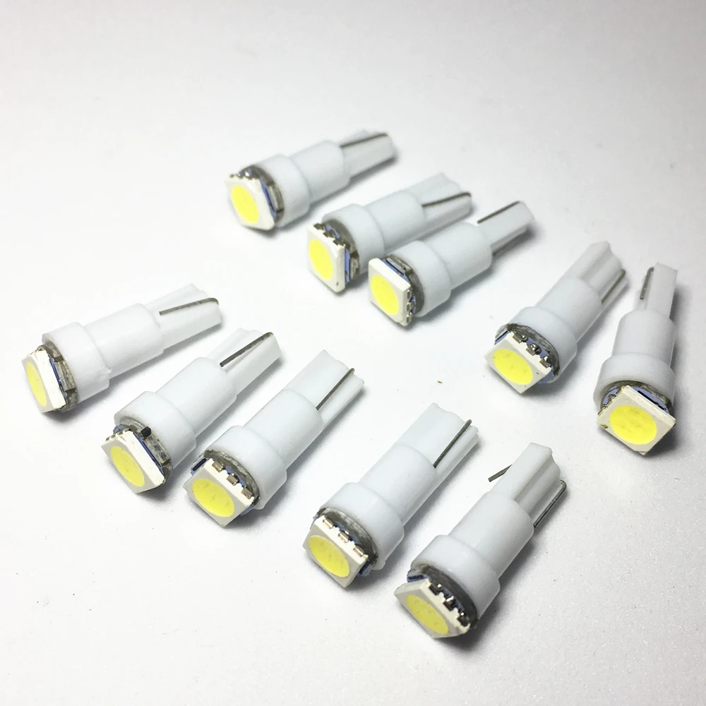 

50pcs T5 led white blue red yellow green Instrument Light 17 37 73 74 SMD 5050 Auto LED Lamp Car Dashboard Bulb 12V 10X