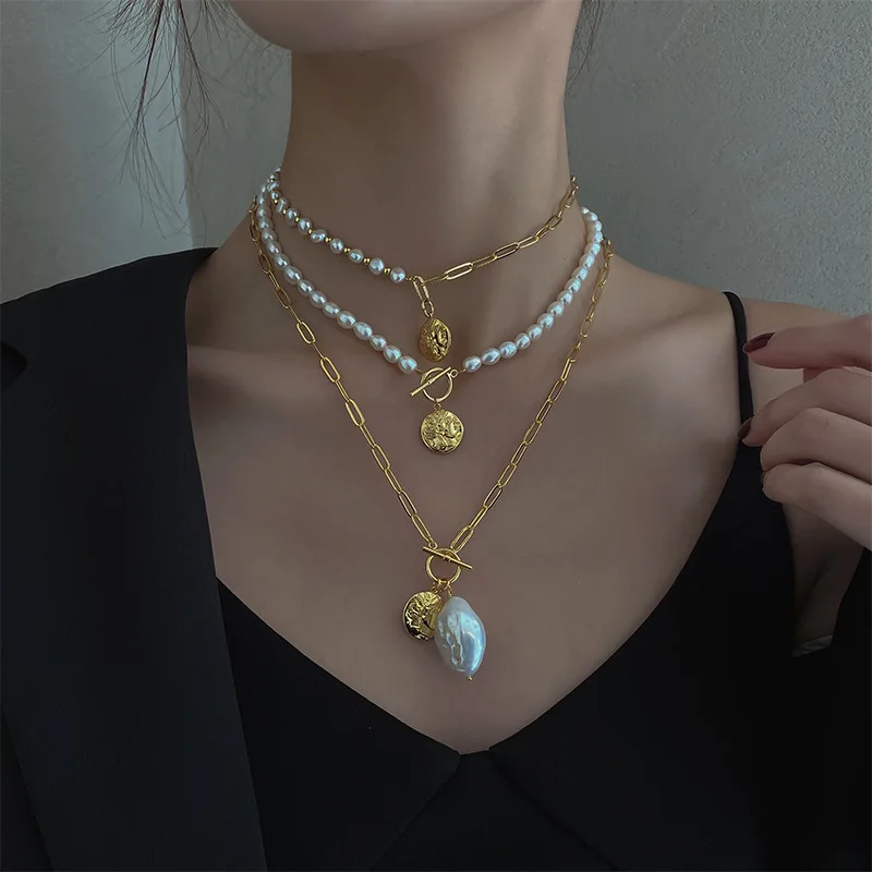 

Fashion Baroque Pearl Necklace Women's sweater chain Accessory Trend necklace