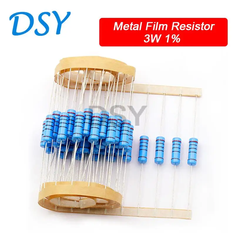 

20PCS Metal Film Resistor 3W 1% 1R 4.7R 10R 22R 33R 47R 1K 4.7K 10K 100K 1 4.7 10 22 33 47 4K7 1R ohm ~ 1M ohm