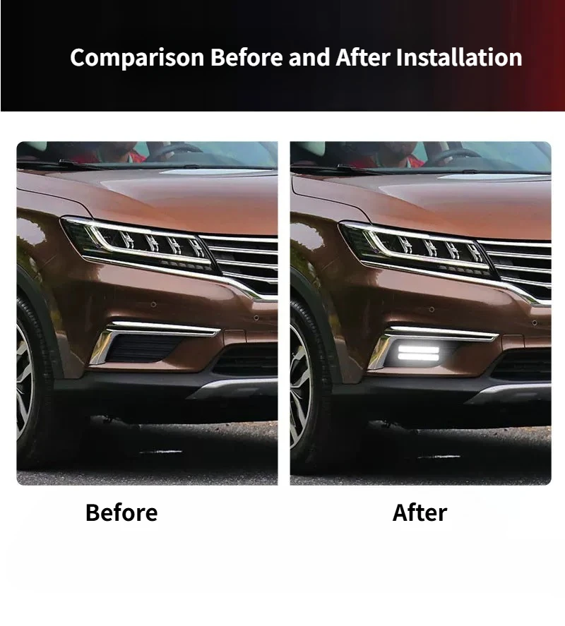 Фото Для MG RX5 / Roewe RX5 2016 2017 2018 годов выпуска: светодиодные дневные ходовые огни (DRL) с функцией динамического поворотника, 12В, аксессуары для дневных огней. №4