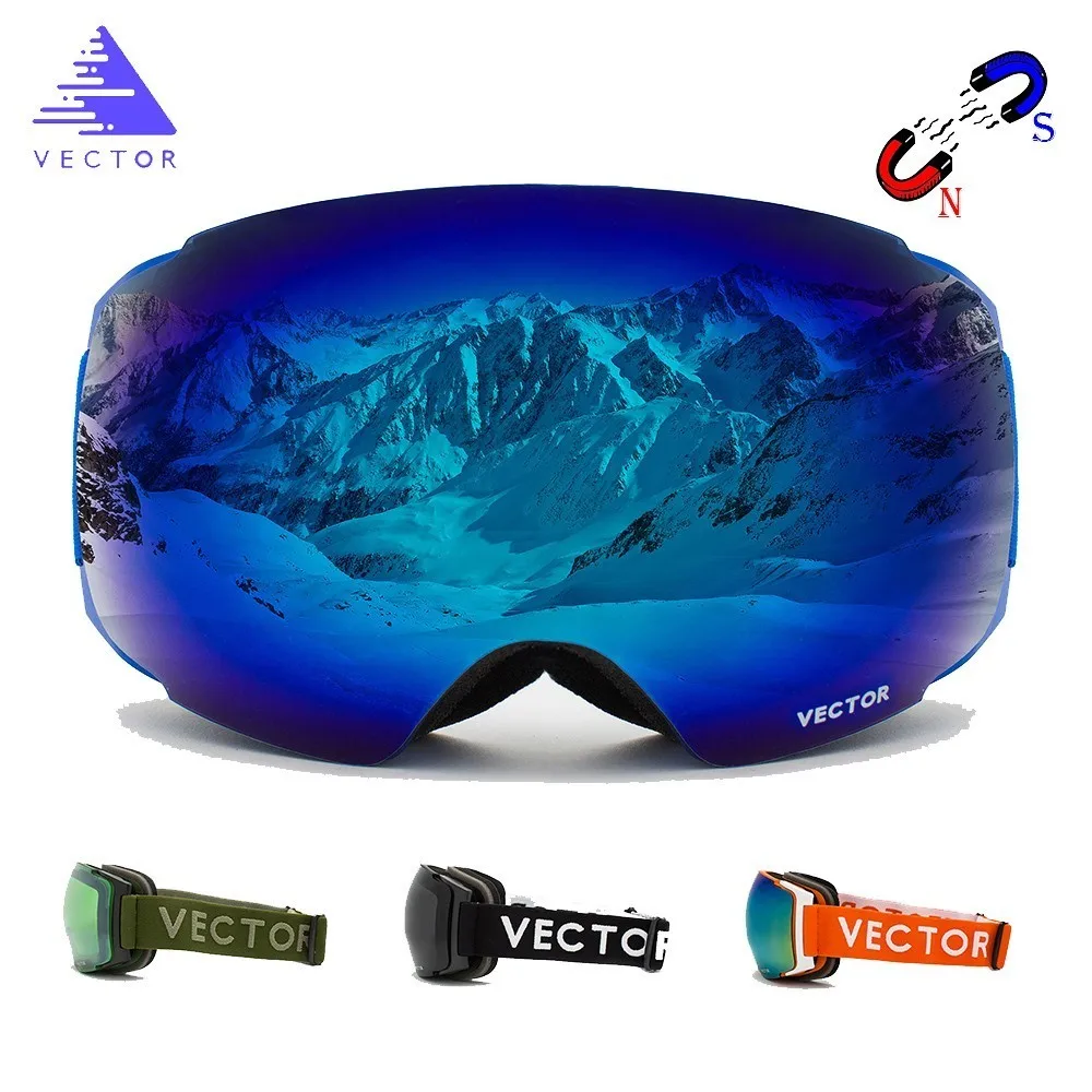 OTG Men Ski Snowboard Goggles Easy Replaceable Magnets In Frame And Lenses Without Taking Off Spherical Anti-fog Snow Glasses
