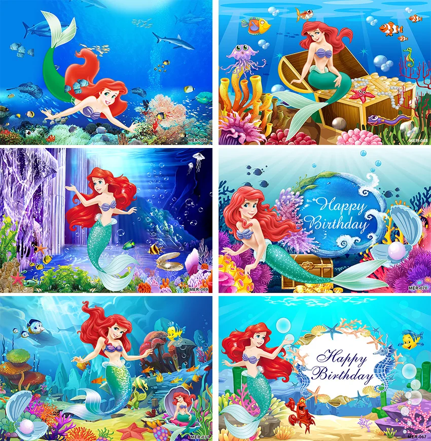 

Фон для фотосъемки с изображением героев мультфильма «Ариэль»