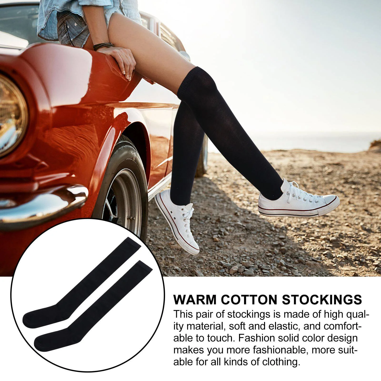 Pile Socks Comfortable Stockings Over-the-knee Autumn Winter Cotton Black Female