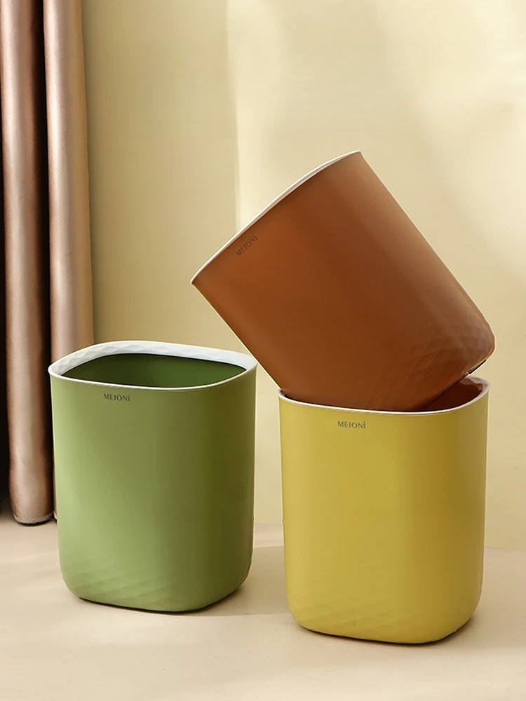 

Cute Plastic Nordic Waste Bin Living Room Large Simple Creative Food Trash Can Kitchen Garbage Bin Bathroom Cleaning Tools