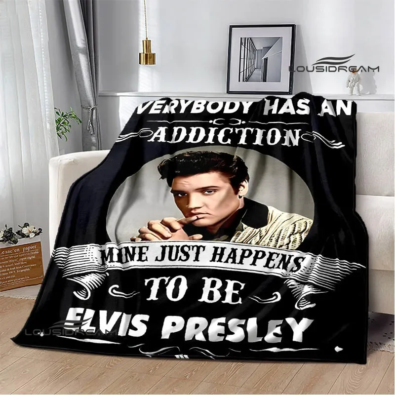 Фото Одеяло с принтом E-Elvis-Presley в стиле ретро, одеяла для кроватей, одеяла для пикника, фланцевое одеяло, мягкое и удобное одеяло, подарок на день рождения №1