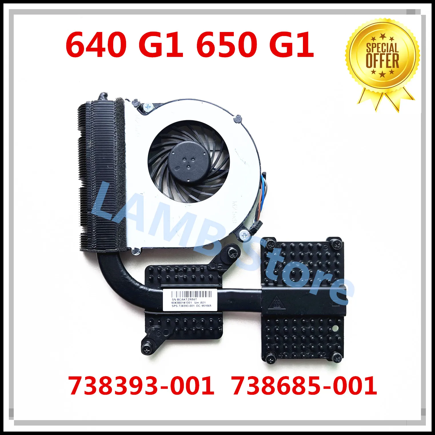 Original Used For HP 640 G1 650 Laptop CPU GPU Heatsink Radiator FAN 738393-001 738685-001 100% Tested Fast Ship |