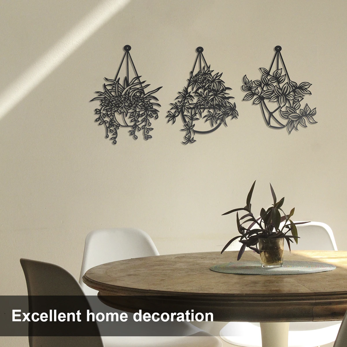 

3 pcs Metal Plants and Flowers Wall Decor Realistic Flowers Vase Wall Sculpture Art Wall Hanging Decorative Wall Sign Decor