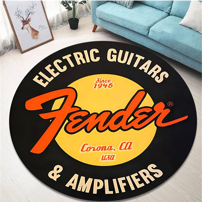 

Fender guitar printed round carpet, floor sound insulation pad, suitable for music room bedroom home decoration carpet, Yoga mat