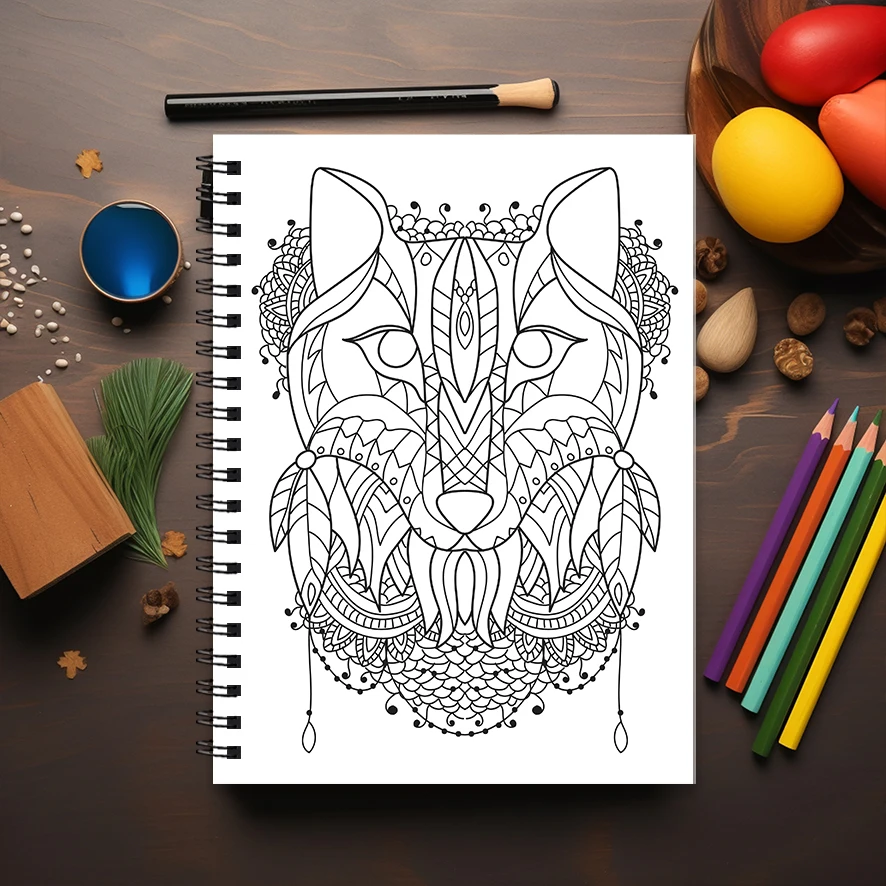 Фото Primordial Beasts Coloring Book - 8.3x 11.2 Inch 22 Page Coloring Book - Helps Reduce Stress and Ease Emotions №4