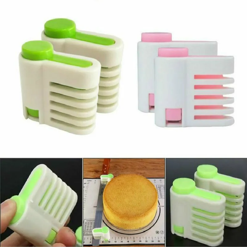 

2pcs Cake Knife Slicer Rack Bread Slice Layered Auxiliary Toast Divider Household Baking Fixator Guide Bread Tool Baking Tools