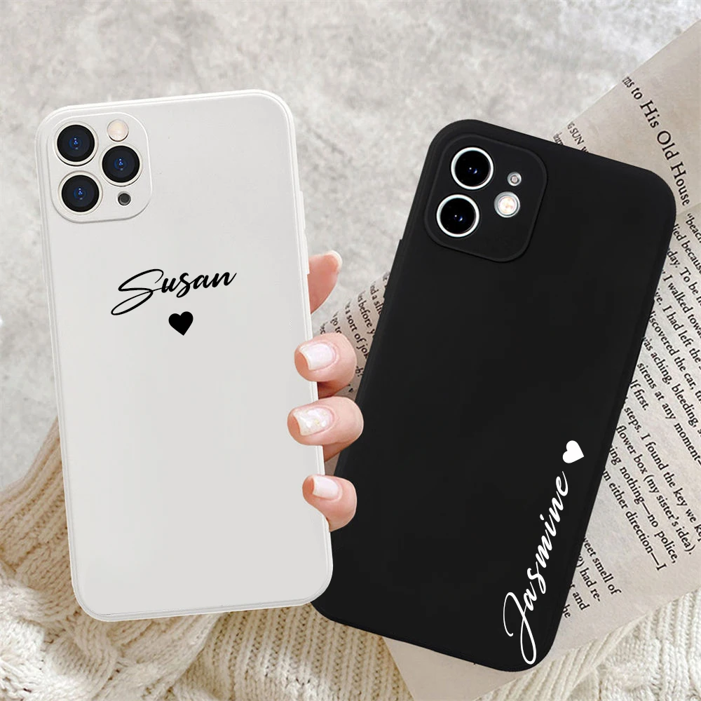 

Personalised Customized Name Soft Liquid Silicone Luxury Cover For iPhone 11 12 13 14 Pro Max 13 14ProMax Case DIY Design Gifts