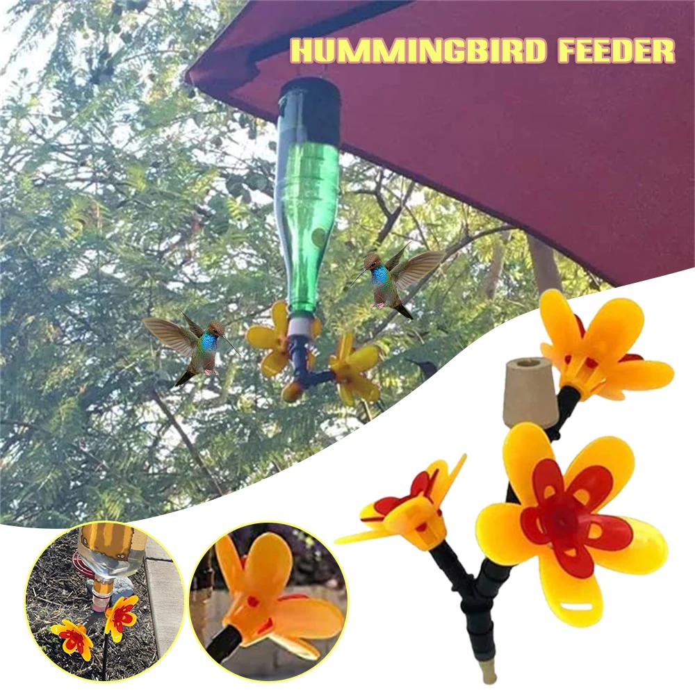 

Flower Hummingbird Feeder Kit DIY Recycling Bottle Hanging Feeder for Outdoor Landscape Decoration Great Gift TS2