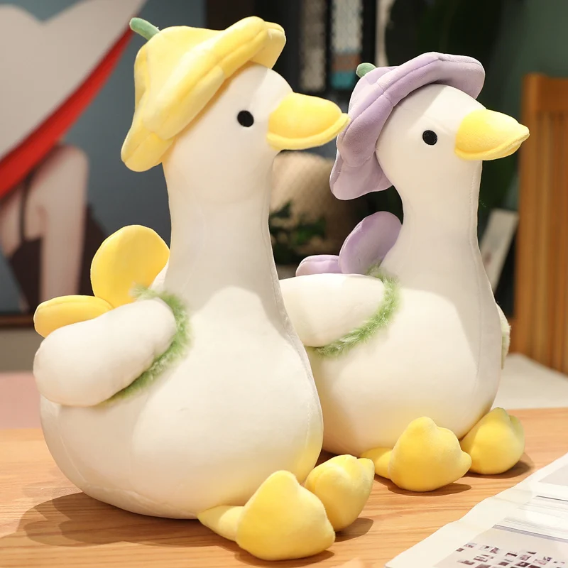 

35-55cm Lovely Flower Duck Plush Toy Stuffed Animal Soft Plushie Kawaii Dressed Duck Pillow Doll Toys for Kids Girls Gift Decor