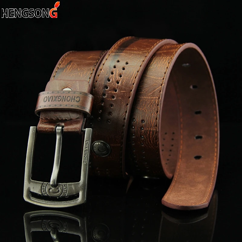 Hollow Rivet Punk Style Belt Men's Casual Belt Wide PU Leather Belt Buckles For Men Fashion Male High Quality Jeans Belt