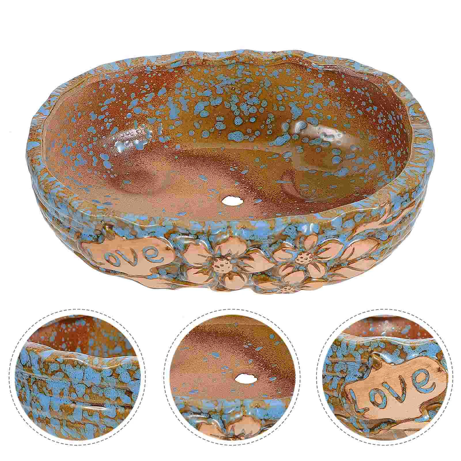 

Pot Planter Ceramic Succulent Flower Large Pots Bonsai Round Drainage Bowl Decorative Container Hole Terracotta Flowerpot