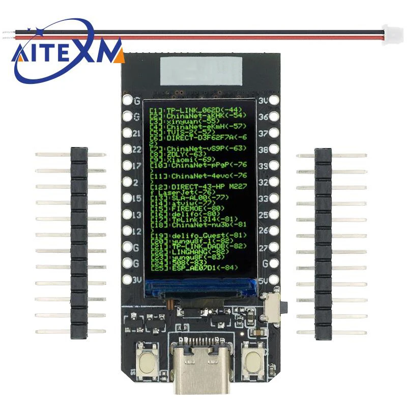 Плата разработки ESP32 S3, совместимая с Wi-Fi и Bluetooth, 1,9 дюйма ...