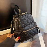 quilted solid color crossbody messenger backpack for women 2022 pu leather spring school bags for teenagers girls luxury back p