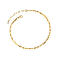 chainspro resizable women men anklet chain box chain bracelet summer foot jewelry strong with good clasp 18k gold plated cp727