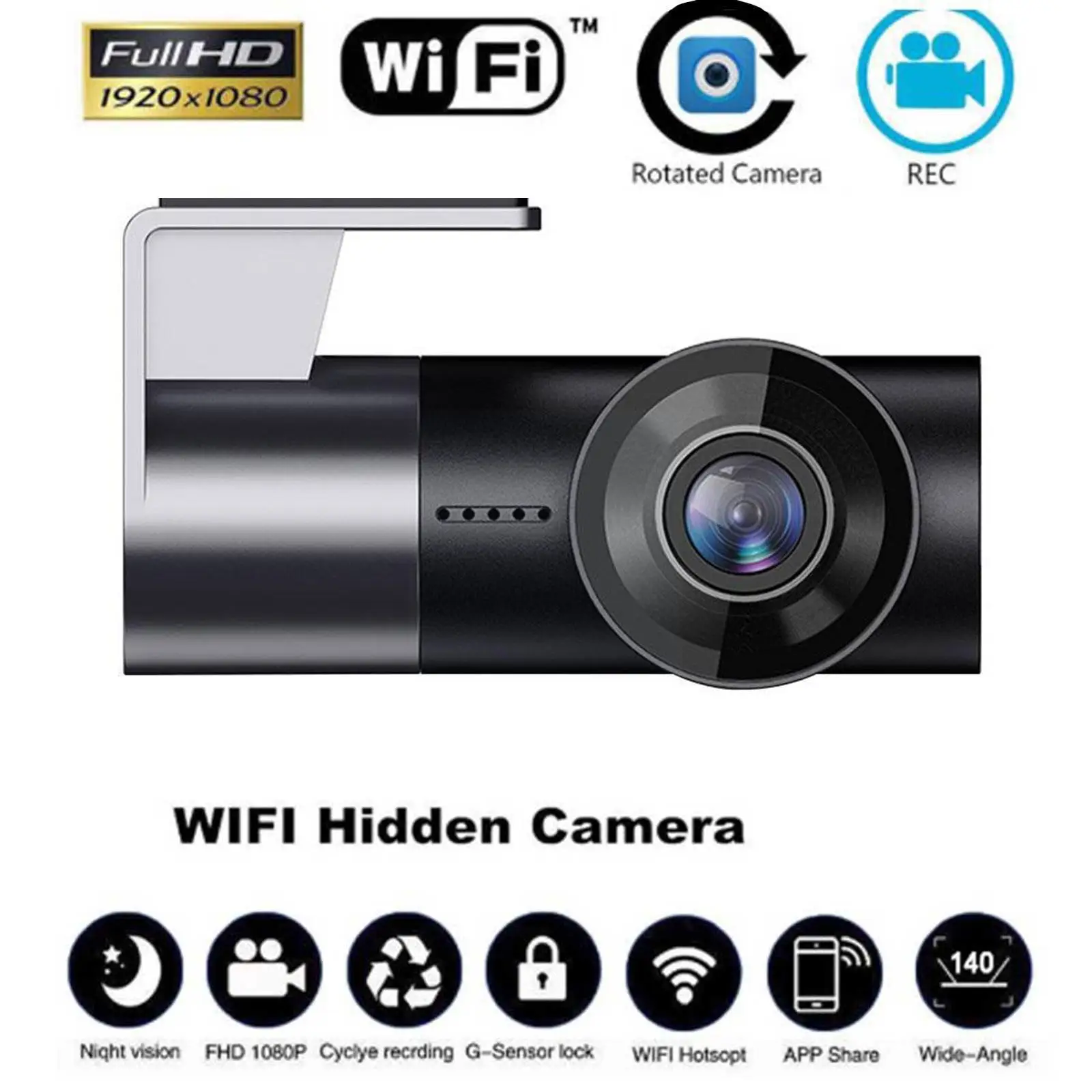 

Full HD 1080P Video Recorder 170° Wide Angle Dash Cam Dashcam Vision Night DVR Recorders Loop 4K Recording Camera Car WiFi V4A8
