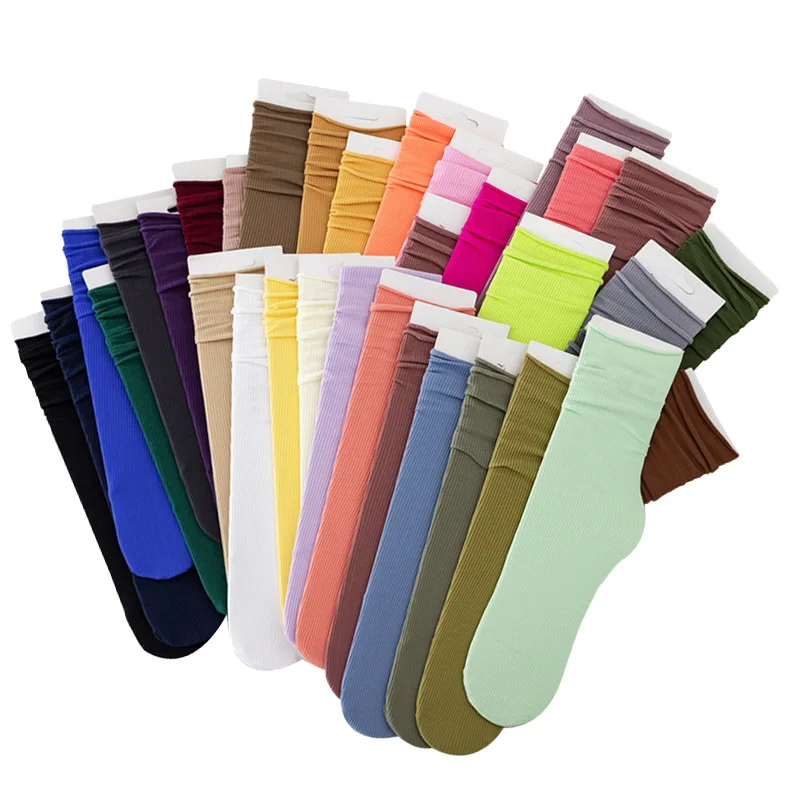 Velvet Socks Summer Thin Rolled Ice Silk Sock Summer Long Ins Fashion Tube Socks For Women Summer Socks Medias Perlas Colorful