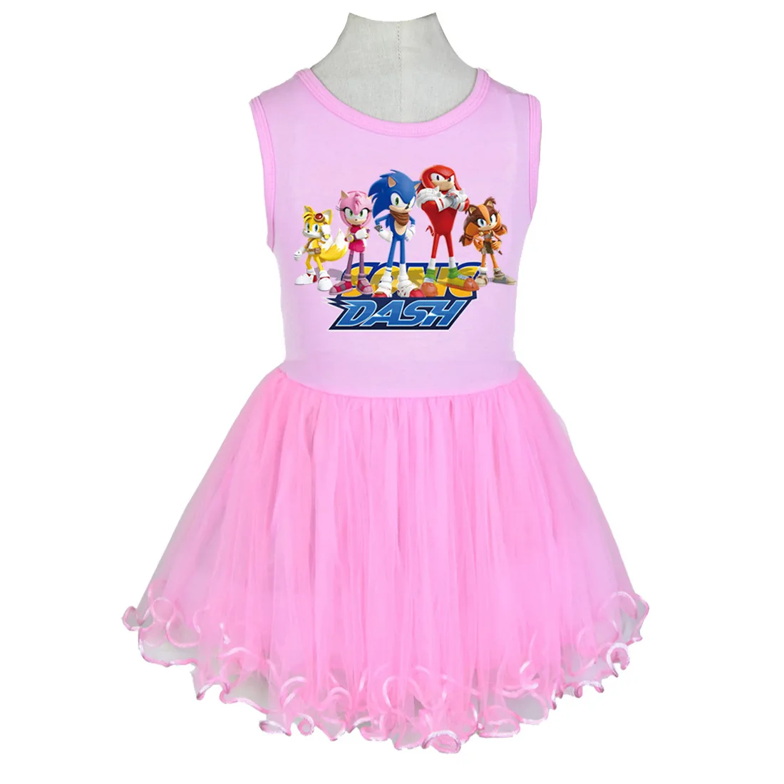 

New Sonic Mesh Skirt Girls Princess Dress Sunset Skirt Mesh Puff Skirt Comfortable and Leisurely Summer Clothes