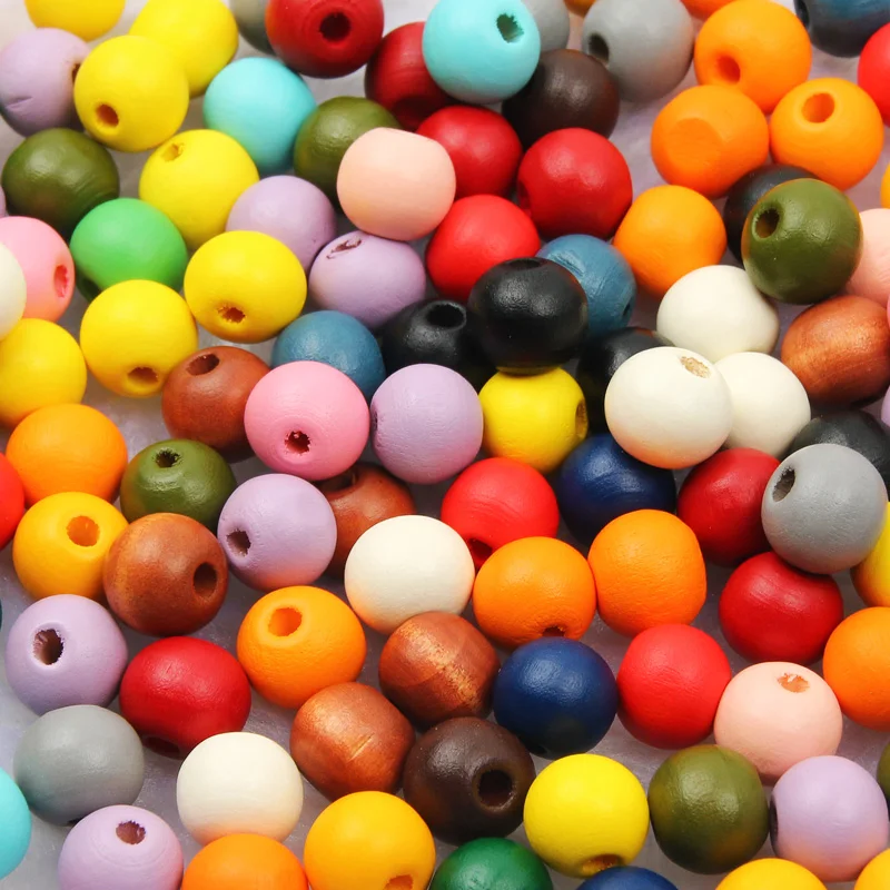 10-50pcs Multicolor Round Wood Ball Spacer Beads Natural Wooden Beads For Jewelry DIY Crafts Making Bracelet Accessories 10/15mm