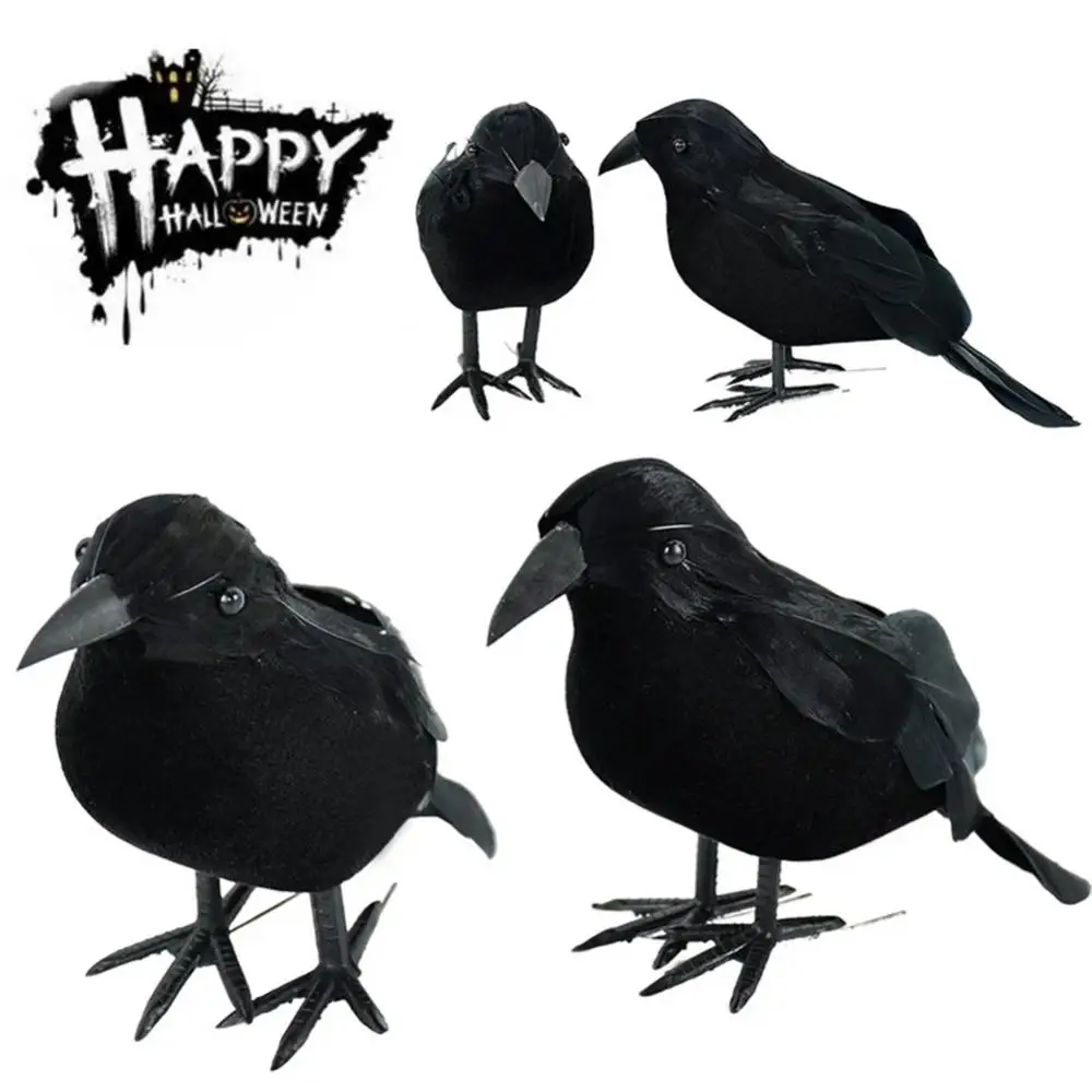 

1PC Simulation Black Crow Animal Model Artificial Crow Black Bird Raven Prop Horror Scary Halloween Decorations Party Supplies
