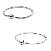 authentic 925 sterling silver moments snake chain lobster clasp basic bracelet bangle fit bead charm diy fashion jewelry